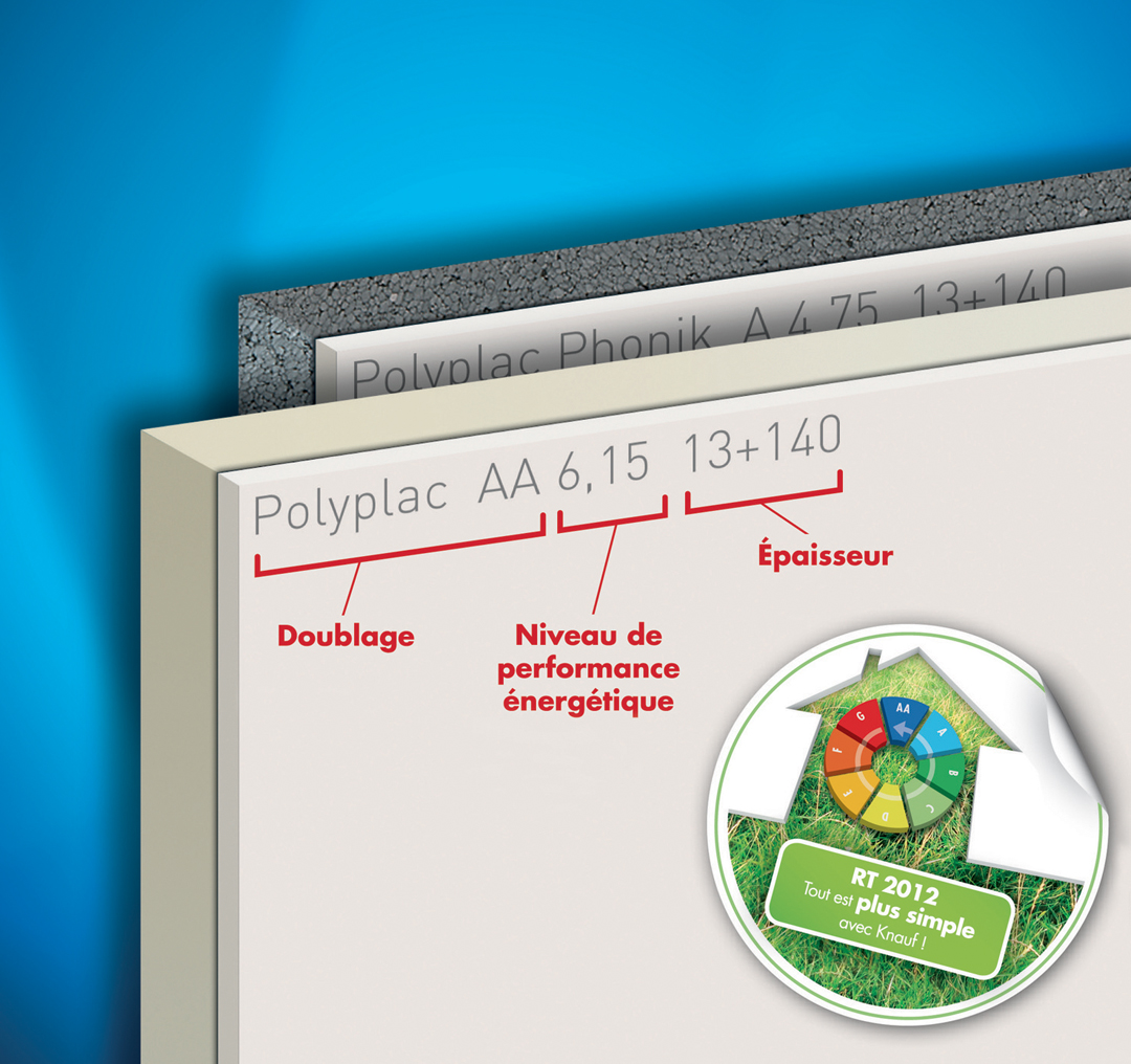 Doublage isolant Polyplac G BA13+20 MM - R = 0,65 m².K/W - 2,60 M